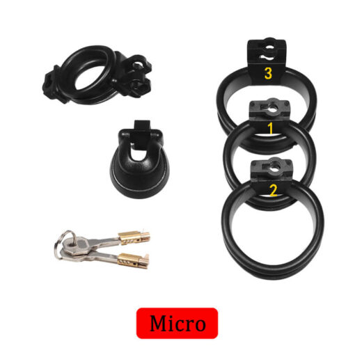 Double Locked Black Chastity Cage Micro Style Accessories