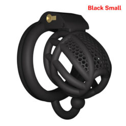 Lattice Chastity Cage With Scrotal Support Hook Black Small1