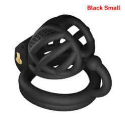 Lattice Chastity Cage With Scrotal Support Hook Black Small2