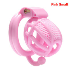 Lattice Chastity Cage With Scrotal Support Hook Pink Small