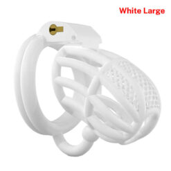 Lattice Chastity Cage With Scrotal Support Hook White Large