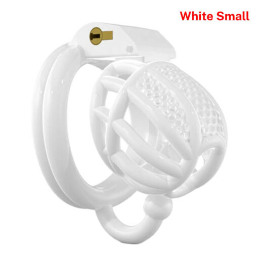 Lattice Chastity Cage With Scrotal Support Hook White Small