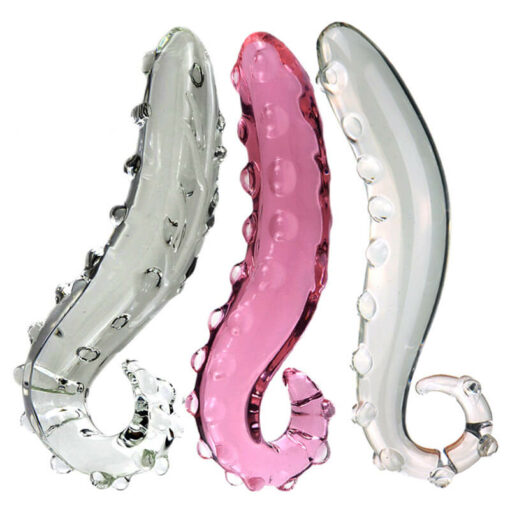 7 Inch Clear Glass Curved Tentacle Dildo