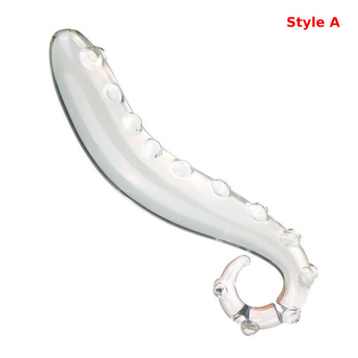 7 Inch Clear Glass Curved Tentacle Dildo StyleA