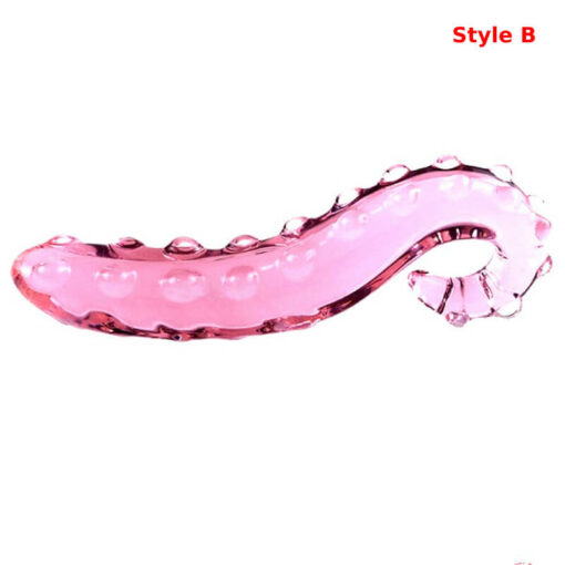 7 Inch Clear Glass Curved Tentacle Dildo StyleB1