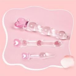 Candy Heart Beginner Glass Dildo Multiple Colour 1
