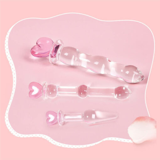 Candy Heart Beginner Glass Dildo Multiple Colour 1