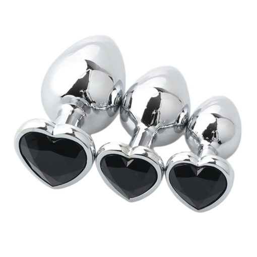 Candy Heart Jeweled Butt Plug Black