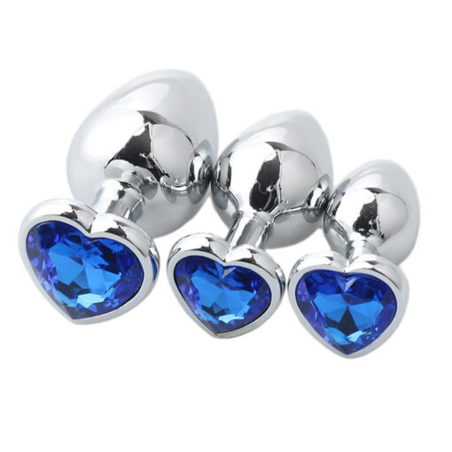 Candy Heart Jeweled Butt Plug Dark Blue