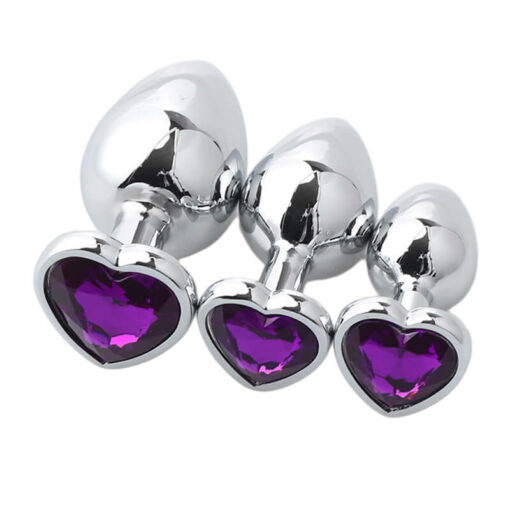 Candy Heart Jeweled Butt Plug Dark Purple