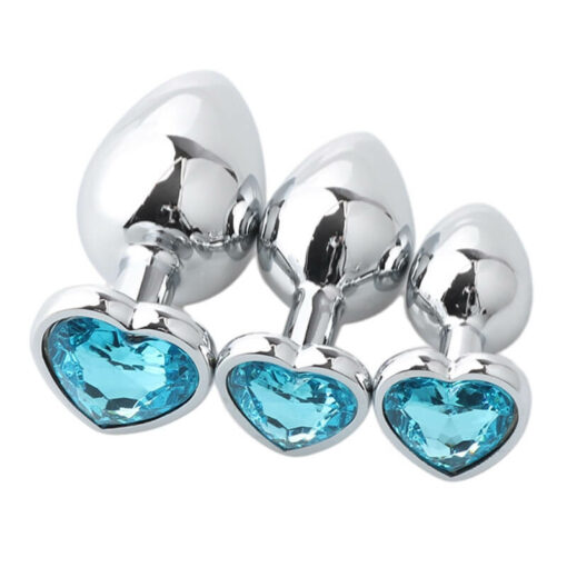 Candy Heart Jeweled Butt Plug Light Blue