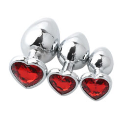 Candy Heart Jeweled Butt Plug Red