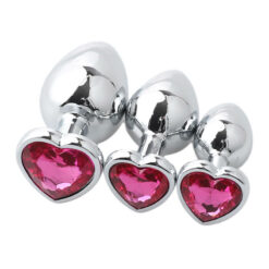 Candy Heart Jeweled Butt Plug Rose Red