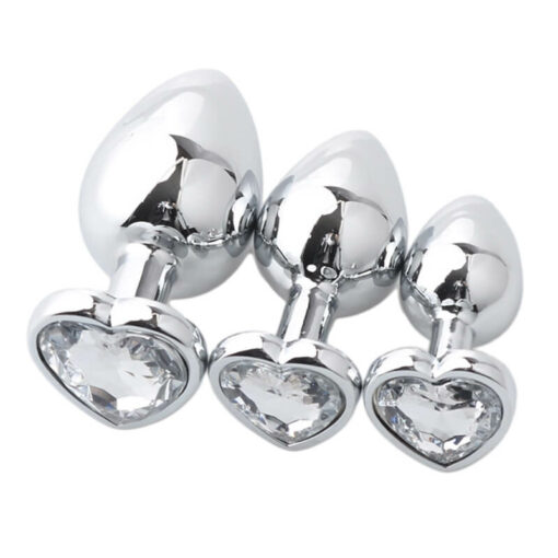 Candy Heart Jeweled Butt Plug White Clear