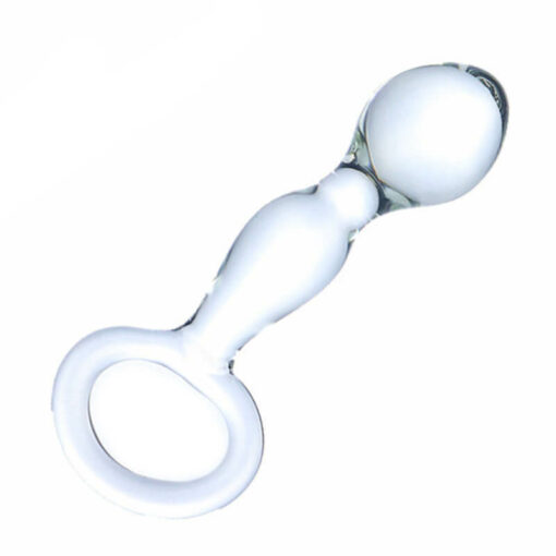 Crystal Clear Small Icicle Glass Dildo With Handle Clear 1