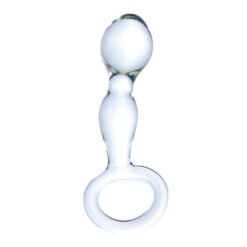 Crystal Clear Small Icicle Glass Dildo With Handle Clear 2