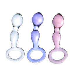 Crystal Clear Small Icicle Glass Dildo With Handle Multiple Colour 2