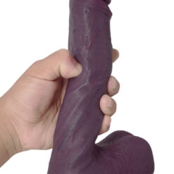 Dark Purple Realistic Cock Dildo In Hand 1