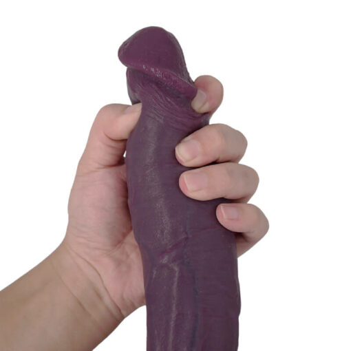 Dark Purple Realistic Cock Dildo In Hand 2