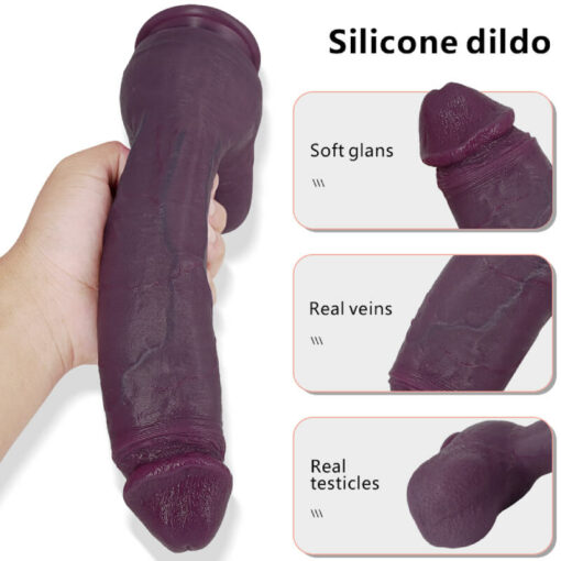 Dark Purple Realistic Cock Dildo Silicone Dildo