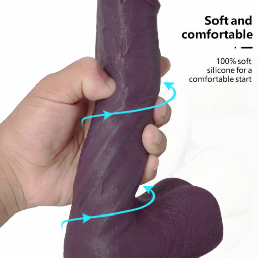 Dark Purple Realistic Cock Dildo Soft and Comfortable