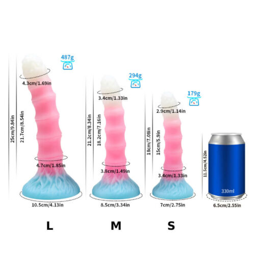 Femboy Soft Pink Ribbed Dildo All Size