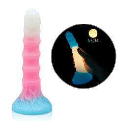 Femboy Soft Pink Ribbed Dildo Front 1