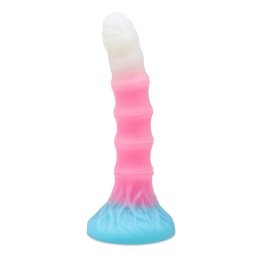 Femboy Soft Pink Ribbed Dildo Front 2