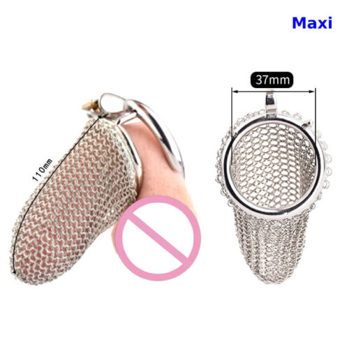 Flexible Stainless Steel Chain Mesh Chastity Cage Maxi