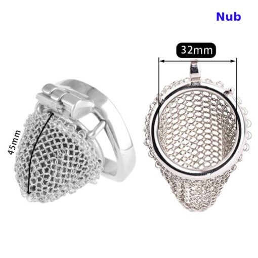 Flexible Stainless Steel Chain Mesh Chastity Cage Nub
