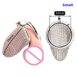 Flexible Stainless Steel Chain Mesh Chastity Cage Small