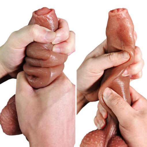 Lifelike Foreskin Dildo With Movable Testicles Detail 1