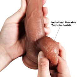 Lifelike Foreskin Dildo With Movable Testicles Individual Movable Testicles Inside