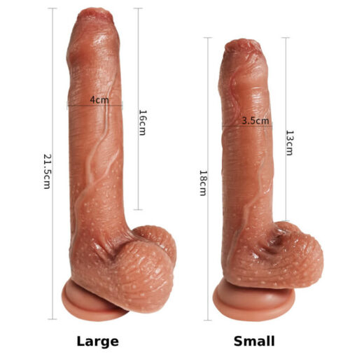 Lifelike Foreskin Dildo With Movable Testicles Size