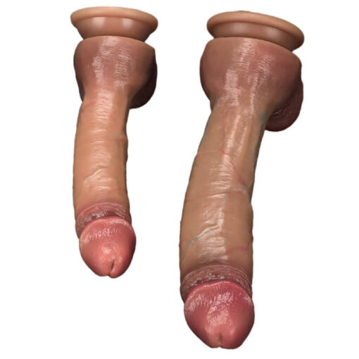 Realistic Brown Dual Density Silicone Dildo Small And Large1