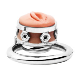 Realistic Silicone Pussy Inverted Chastity Cage Side