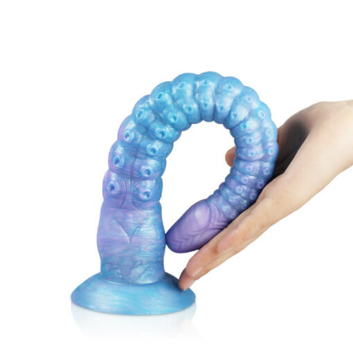 Sissy Tentacle Ribbed Dildos For Ass Training Light Blue2