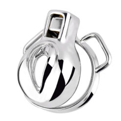 Stainless Steel Pussy Shaped Chastity Cage With Strap Side 3