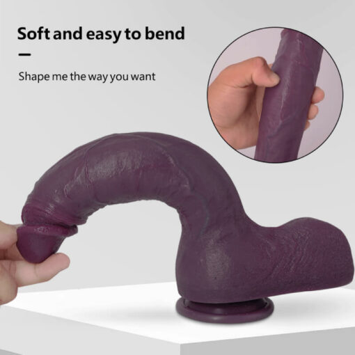 Dark Purple Realistic Cock Dildo Soft And Easy To Bend