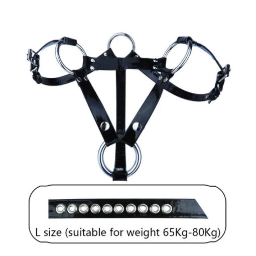 Three way Adjustable PU Leather Chastity Cage Belt L Size
