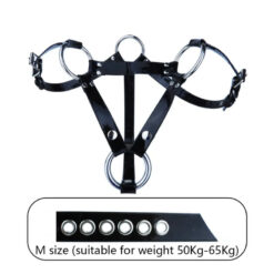 Three way Adjustable PU Leather Chastity Cage Belt M Size