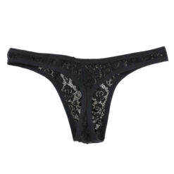 Sissy Lace Floral Pattern Thong Back Flat