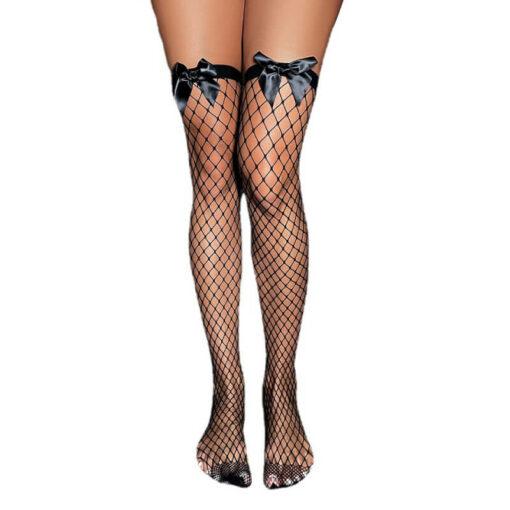 Black Fishnet Thigh-High Stockings