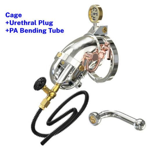 Mechanic Vintage Chastity Cage With Urethral Plug And PA Tube