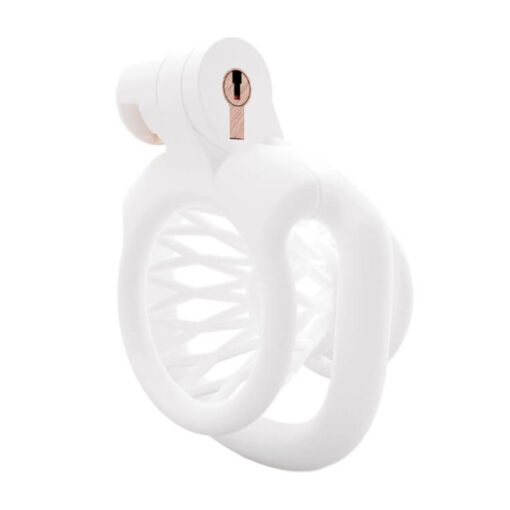 Double Funnels Fishnet Inverted Chastity Cage White1