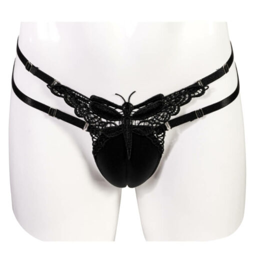 Lace Butterfly Adjustable Fake Vagina Underwear Black1