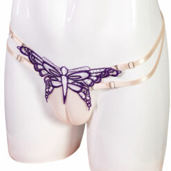 Lace Butterfly Adjustable Fake Vagina Underwear Purple4
