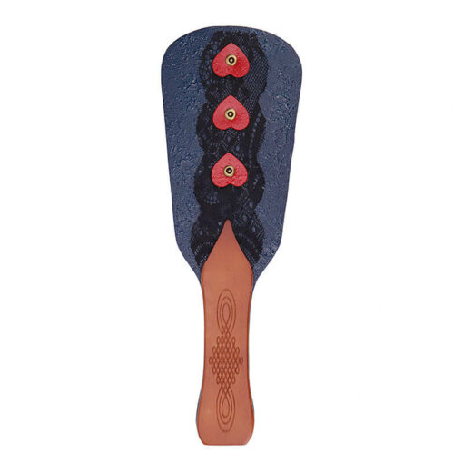 Lace Hearts Wooden Spanking Paddle Blue