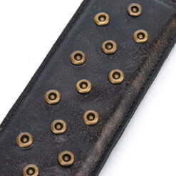 Rivet Spikes Leather Spanking Paddle Brown Front Detail