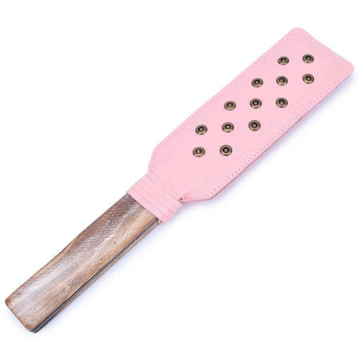 Rivet Spikes Leather Spanking Paddle Pink